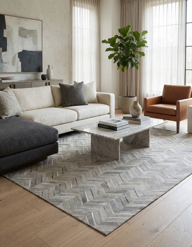 Detail image of 5' x 8' 1 Cowhide Leather Rug