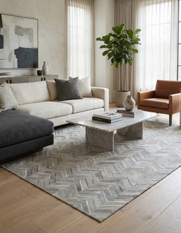 5' x 8' 1 Cowhide Leather Rug