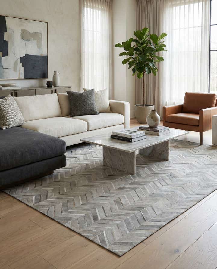 5' x 8' 1 Cowhide Leather Rug