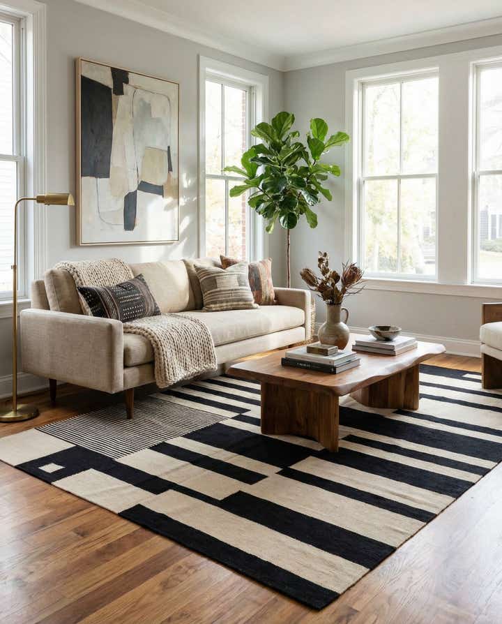 6' 10 x 9' 8 Hand Woven Kilim Modern Wool Rug