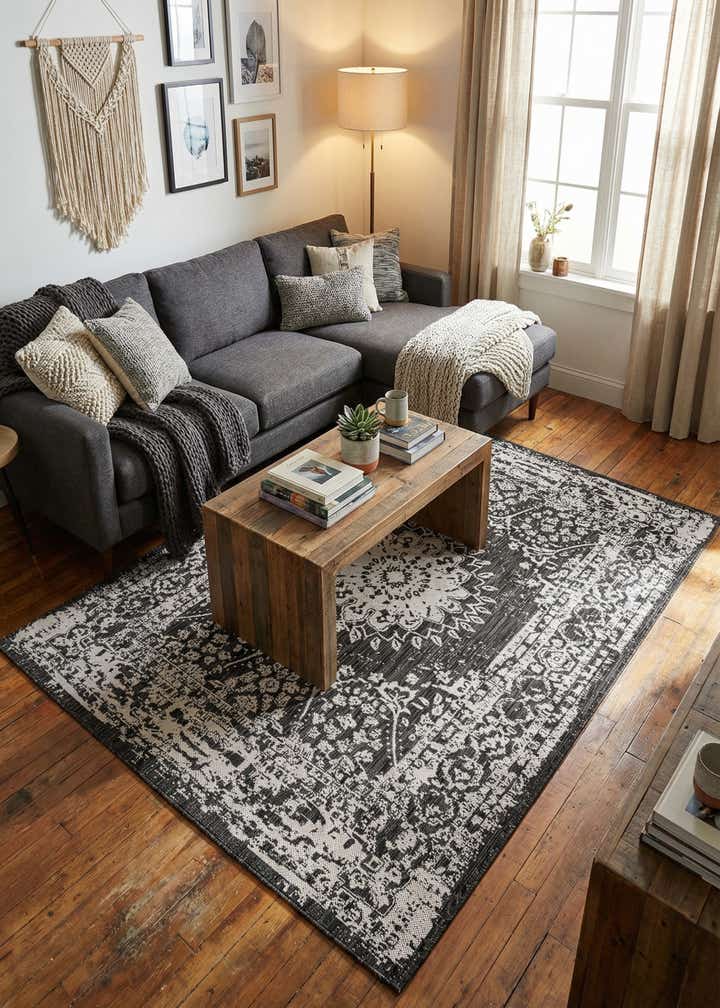 5' 3 x 7' Easy-Clean Traditional Indoor / Outdoor Rug