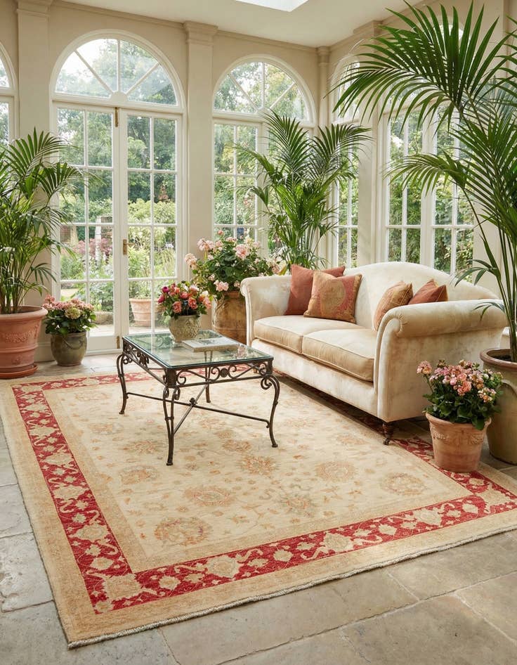 Detail image of 8' 2 x 9' 9  Hand Knotted Peshawar Ziegler Rug