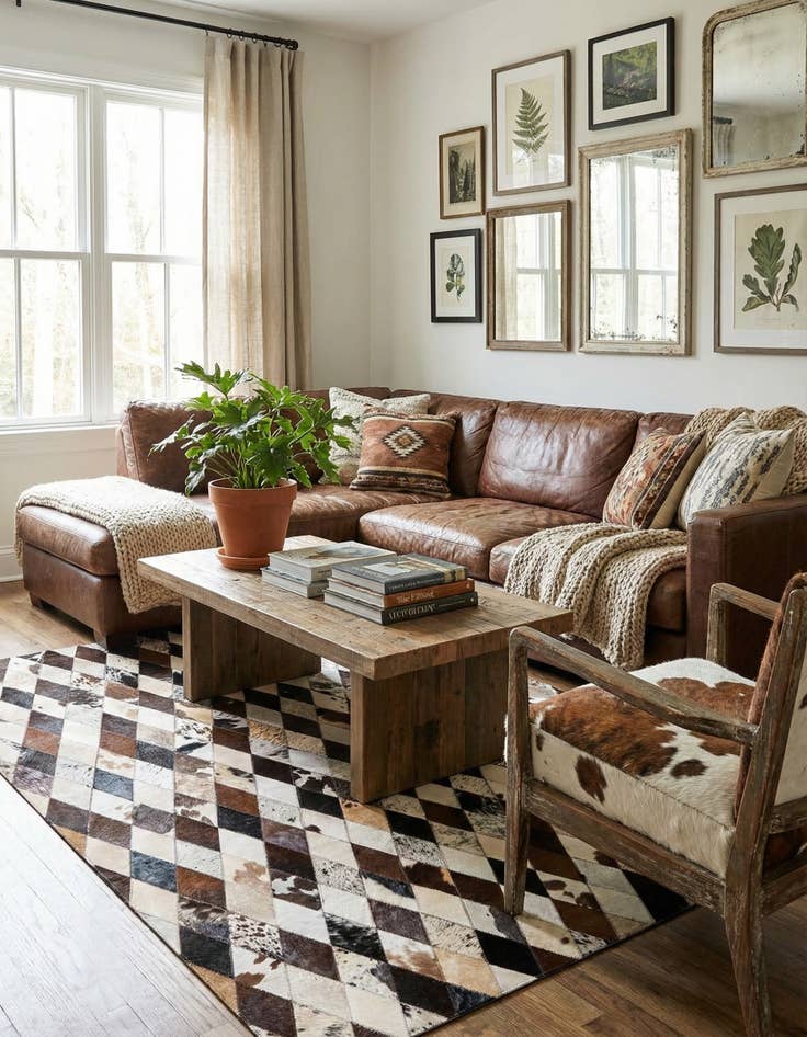 Detail image of 4' 9 x 6' 9 Cowhide Stocks Rug