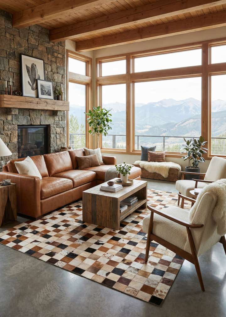 5' x 8' Cowhide Leather Rug