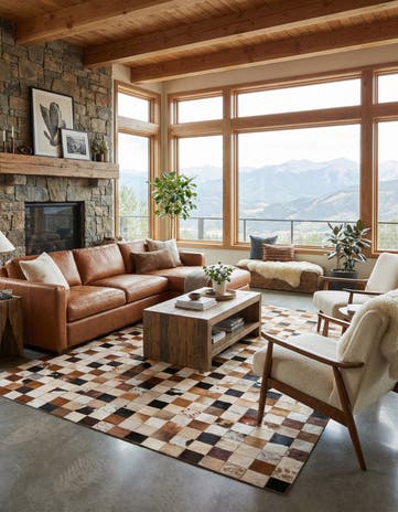 5' x 8' Cowhide Leather Rug