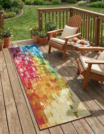 2' 7 x 10' Easy-Clean Modern Indoor / Outdoor Runner Rug