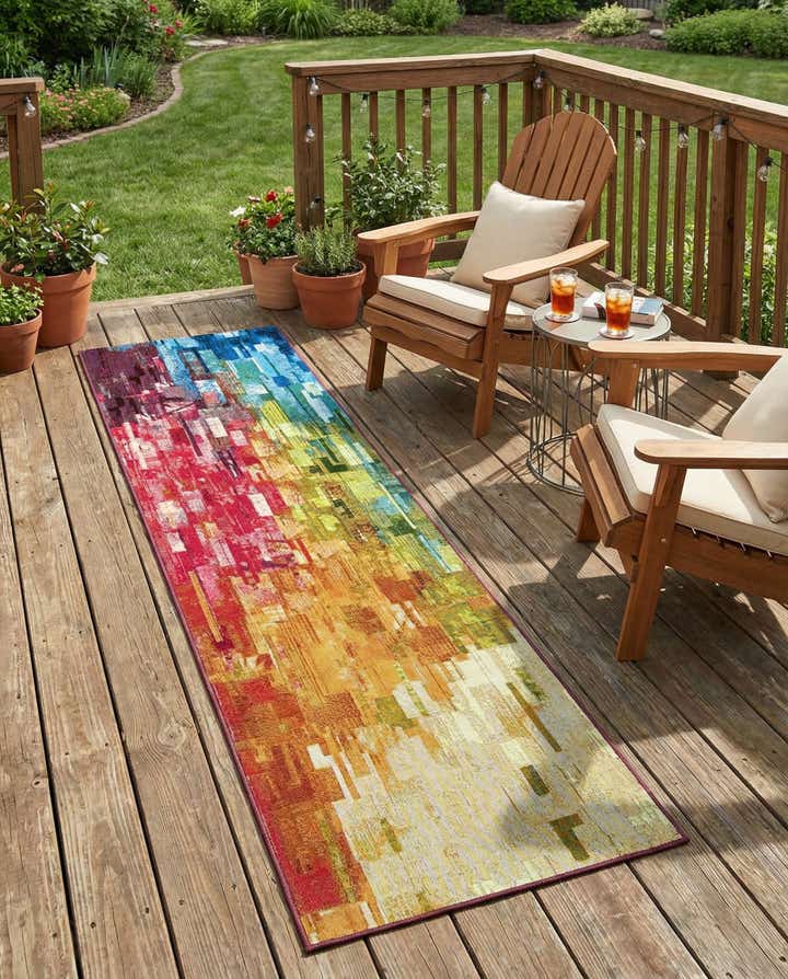 2' 7 x 10' Easy-Clean Modern Indoor / Outdoor Runner Rug