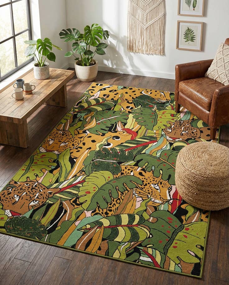 Detail image of 5' x 7' Easy-Clean Botanical Indoor / Outdoor Rug