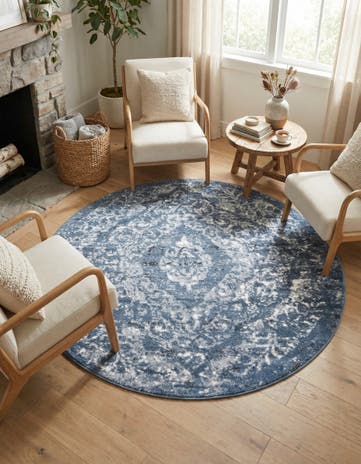 Blue Oregon Round Rug
