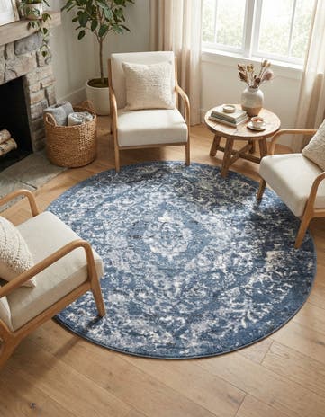 Blue Oregon Round Rug
