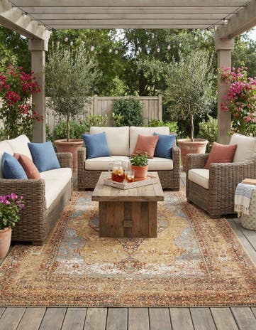 6' x 9' Easy-Clean Traditional Indoor / Outdoor Rug