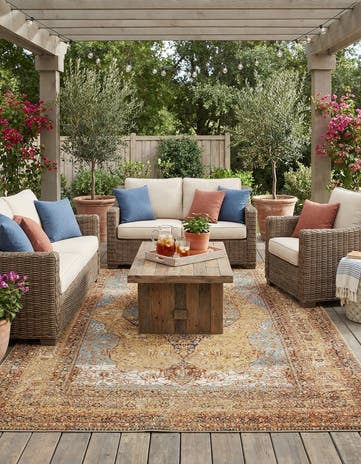 6' x 9' Easy-Clean Traditional Indoor / Outdoor Rug