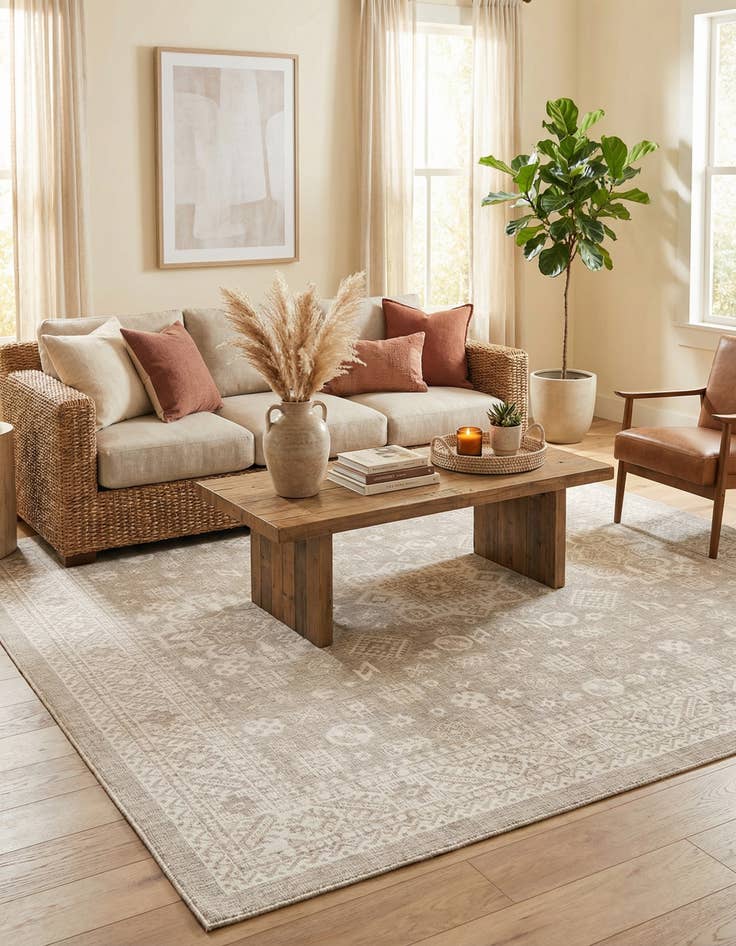 Detail image of 10' x 10'  Washable Aztec Indoor / Outdoor Square Rug