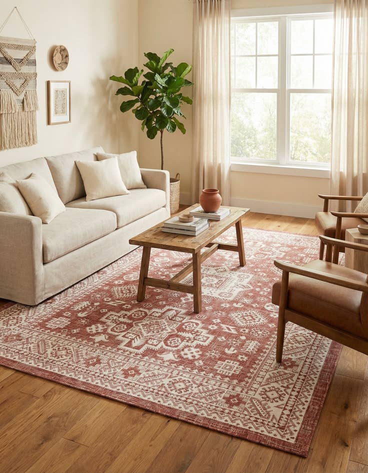 Detail image of 7' x 10'  Washable Aztec Indoor / Outdoor Rug