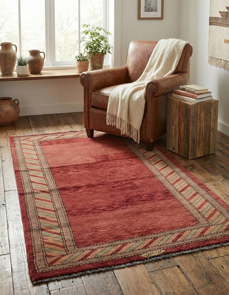 Detail image of  3' 2 x 5' 7  Hand Knotted Kashkuli Gabbeh Oriental Wool Rug