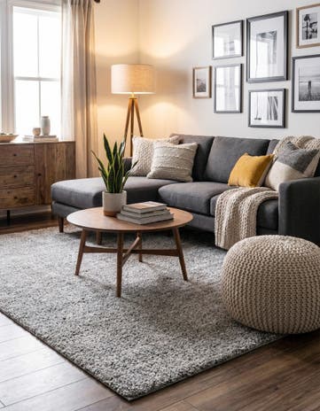 Ash Gray Jill Zarin Shaggy Chic Square Rug