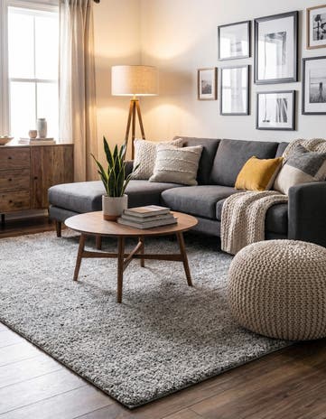 Ash Gray Jill Zarin Shaggy Chic Square Rug
