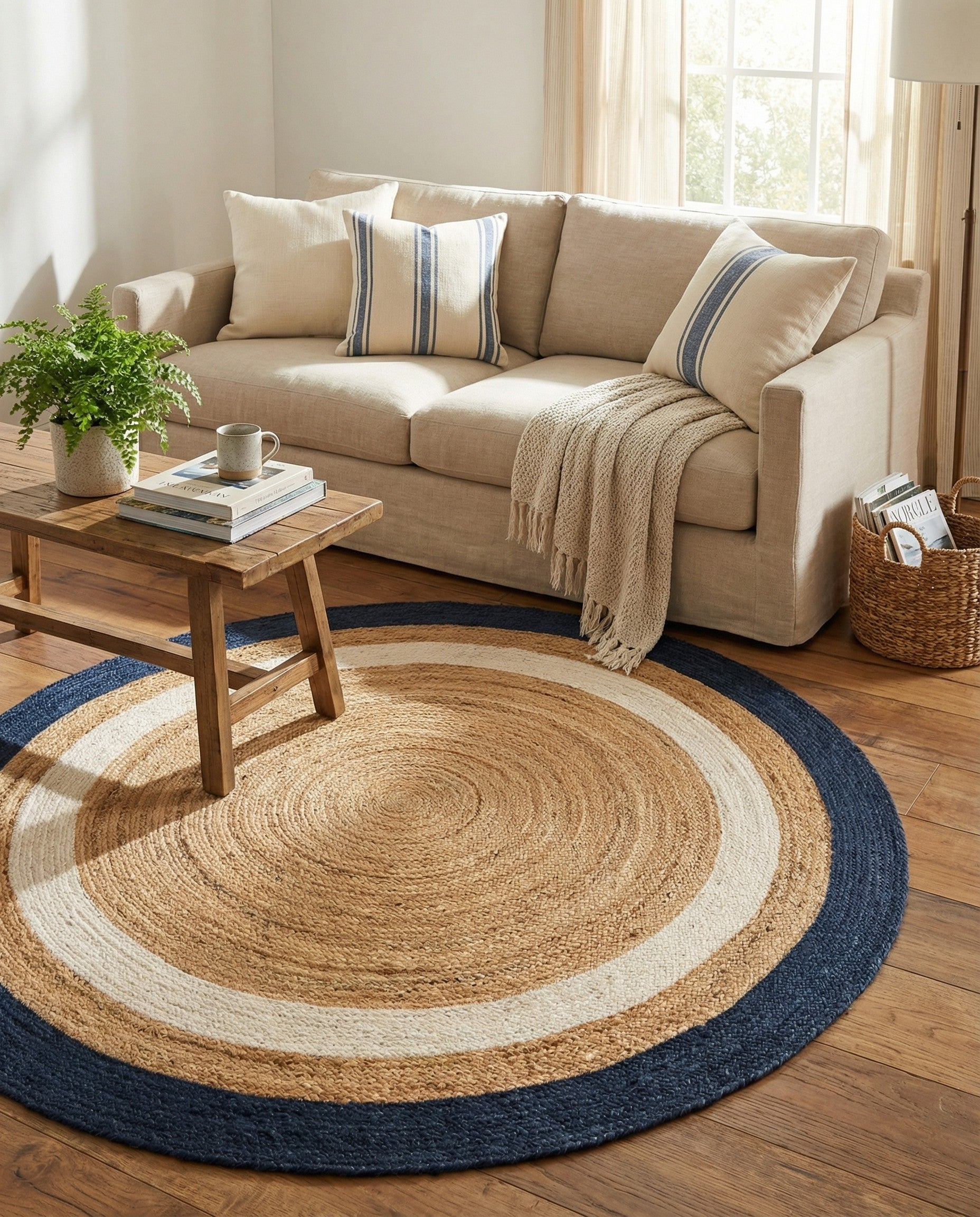  6' 1 x 6' 1  Hand Braided Jute Round Rug