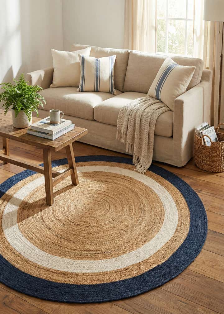 6' 1 x 6' 1 Handmade Braided Jute Round Rug