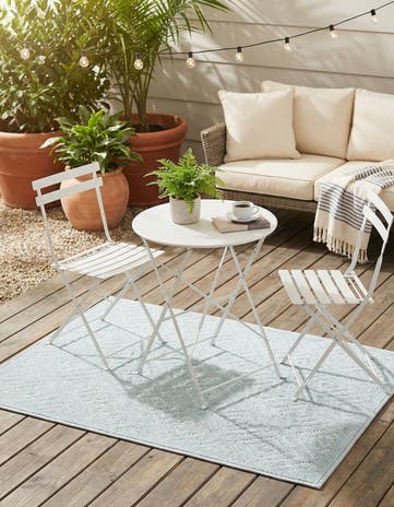 Light Blue Easy-Clean Sabrina Soto Indoor / Outdoor Rug