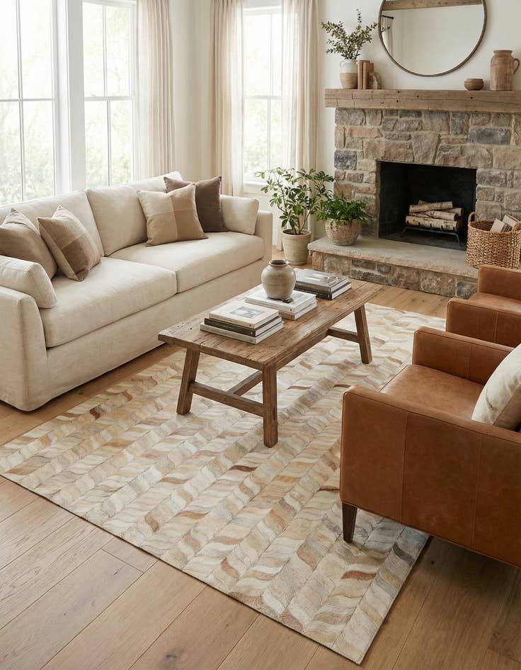 Detail image of 3' 11 x 5' 10 Cowhide Stocks Rug