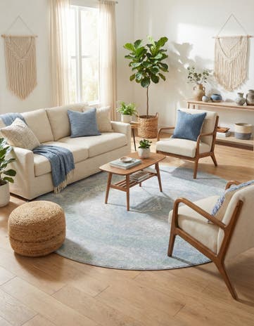 Gray Green Kamala Washable Round Rug