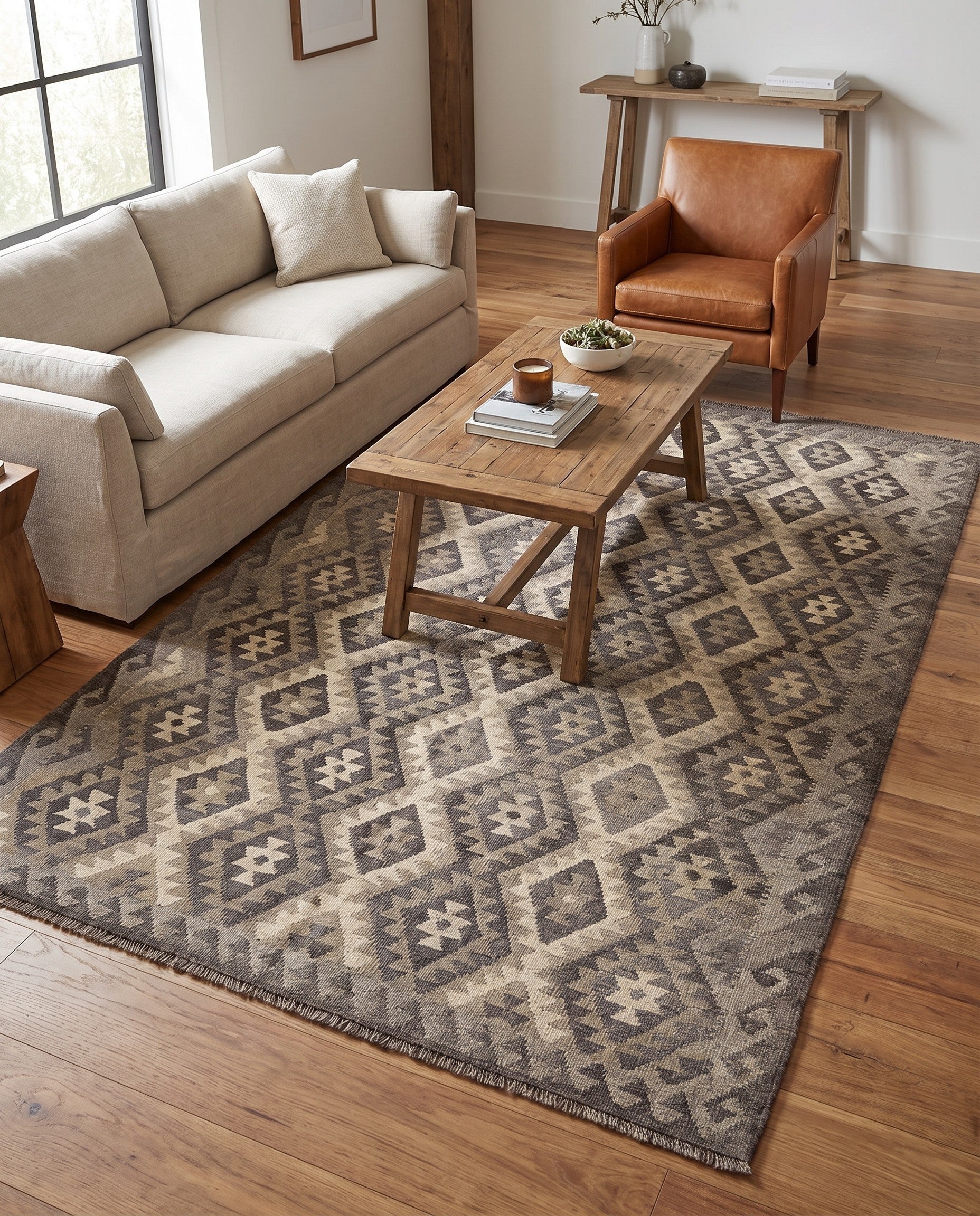 4' 10 x 6' 7 Hand Woven Kilim Maymana Rug
