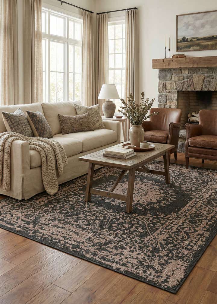 9' x 12' Easy-Clean Traditional Indoor / Outdoor Rug