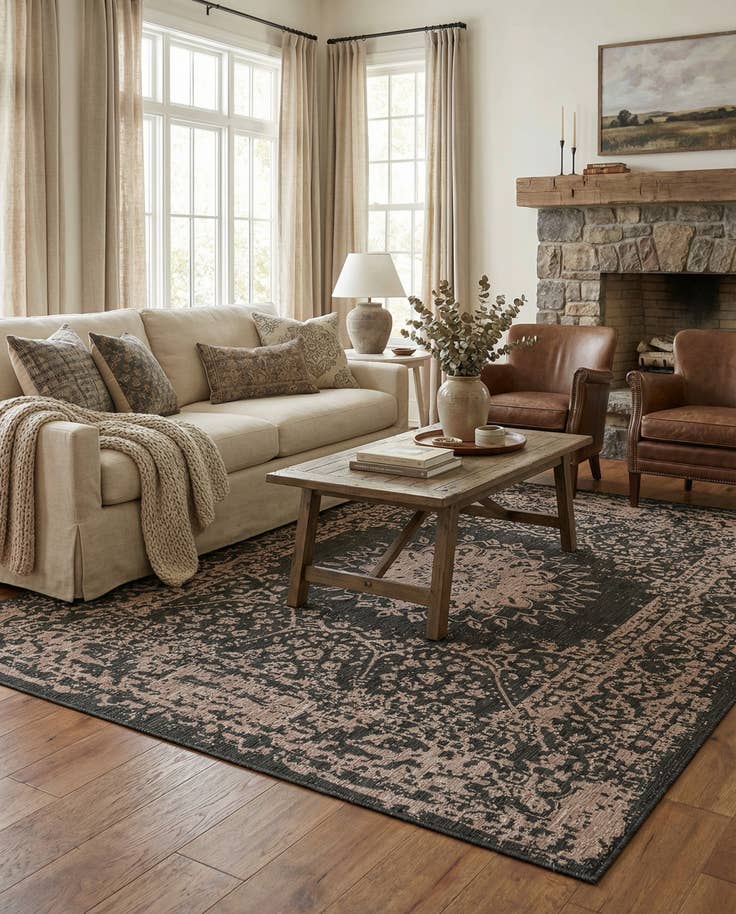Detail image of 9' x 12' Easy-Clean Traditional Indoor / Outdoor Rug