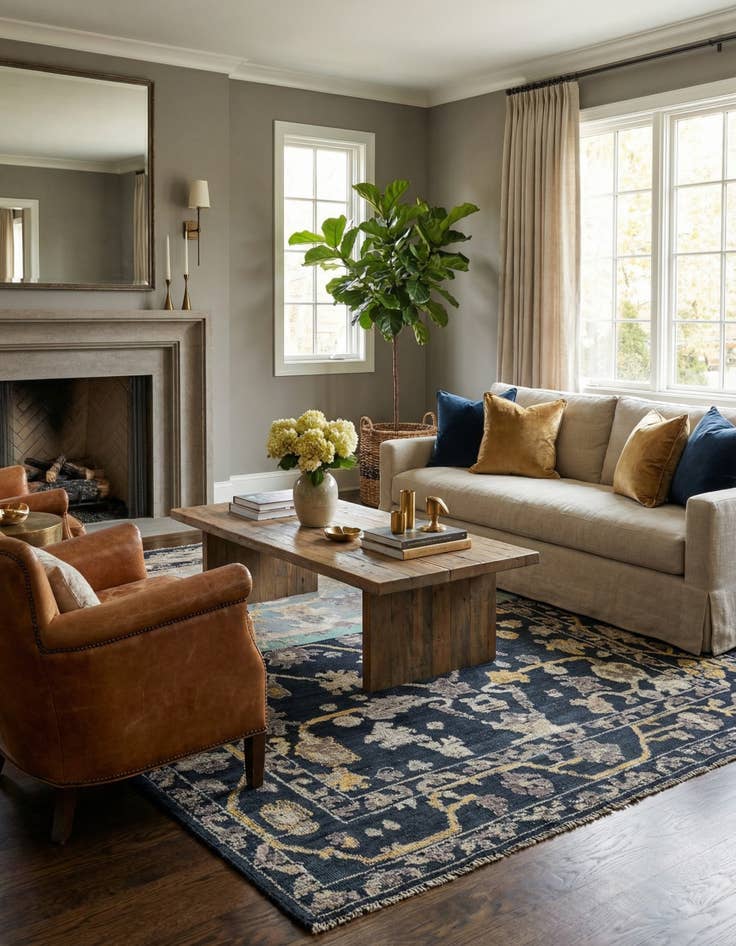 Detail image of 8' 1 x 10'  Hand Knotted Oushak Wool Rug