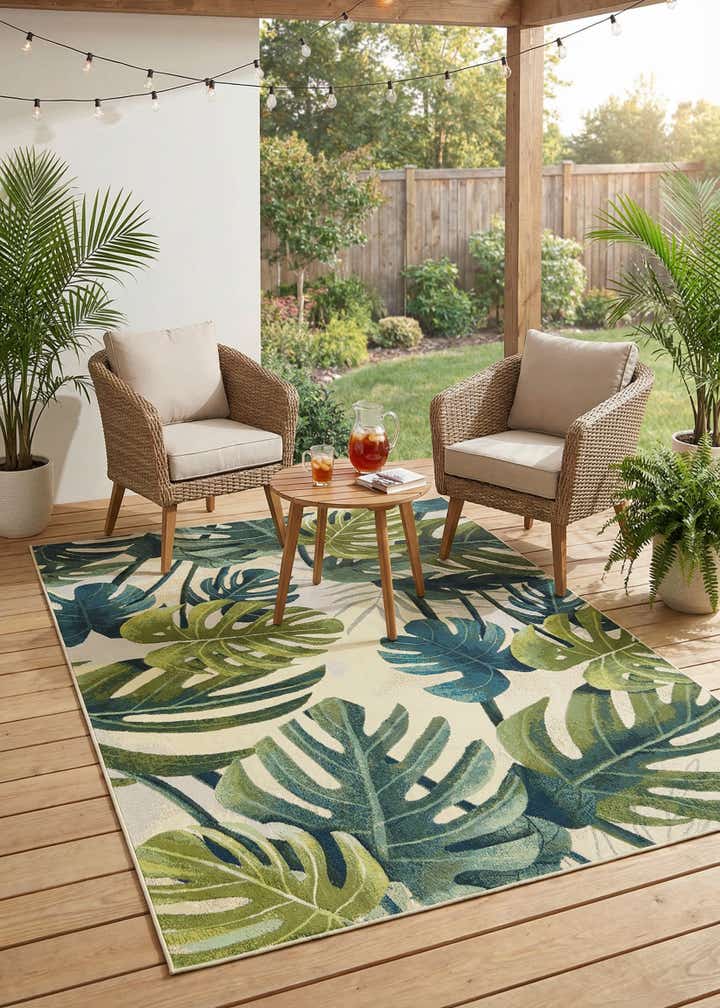6' x 9' Easy-Clean Botanical Indoor / Outdoor Rug