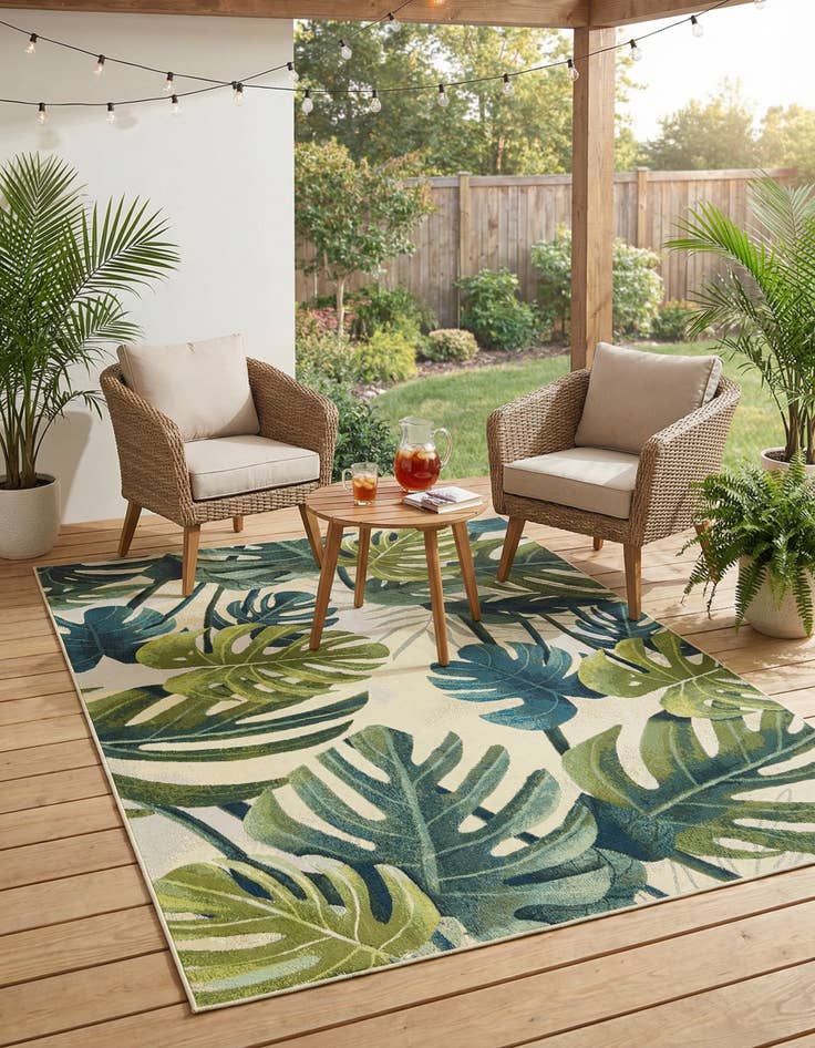 Detail image of 6' x 9'  Washable Botanical Indoor / Outdoor Rug