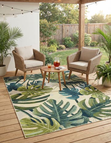6' x 9' Easy-Clean Botanical Indoor / Outdoor Rug