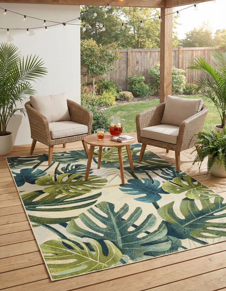 6' x 9' Easy-Clean Botanical Indoor / Outd...
