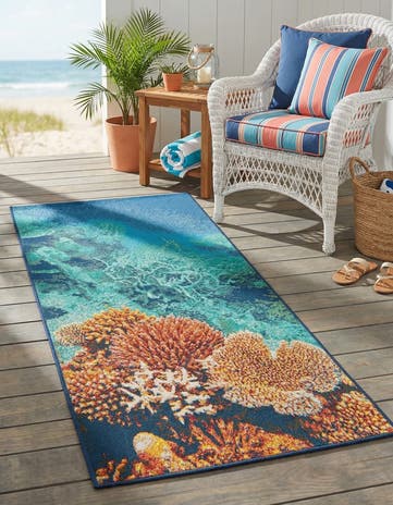 2' 7 x 5' 3 Easy-Clean Coastal Indoor / Outdoor Runner Rug