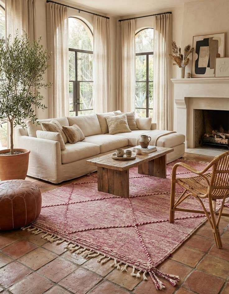 Detail image of  6' 2 x 10'  Hand Knotted Moroccan Wool Rug