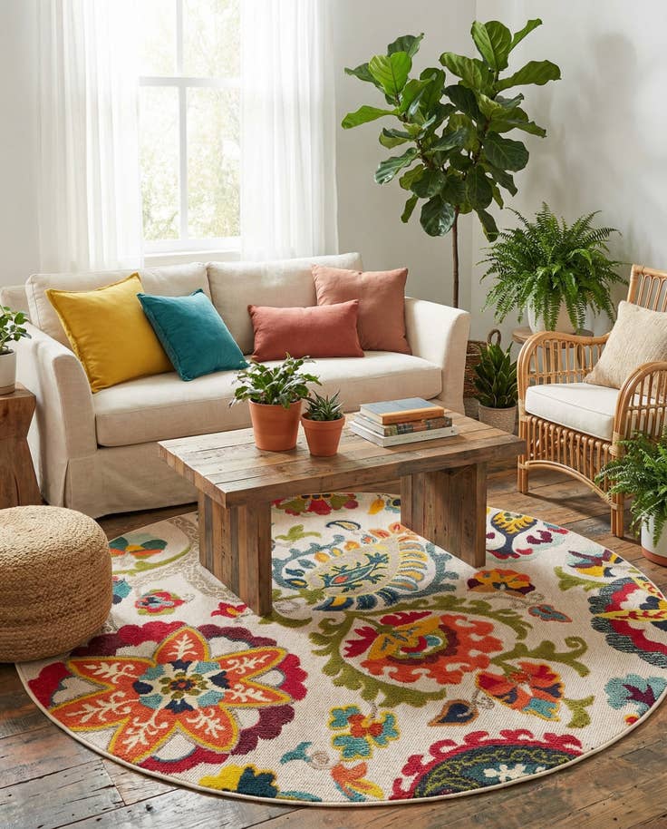 Detail image of 6' x 6' Easy-Clean Casablanca Indoor / Outdoor Round Rug