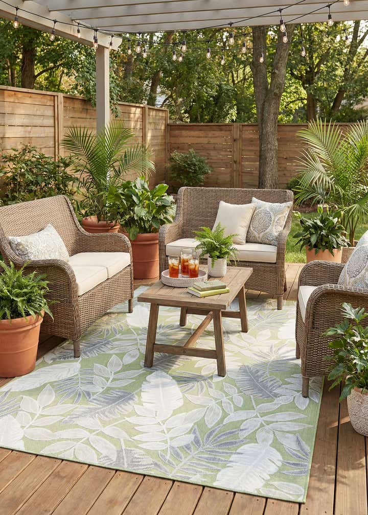 5' 2 x 8' Easy-Clean Botanical Indoor / Outdoor Rug
