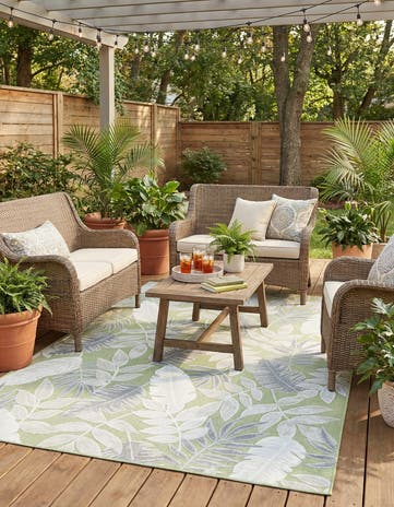 5' 2 x 8' Easy-Clean Botanical Indoor / Outdoor Rug