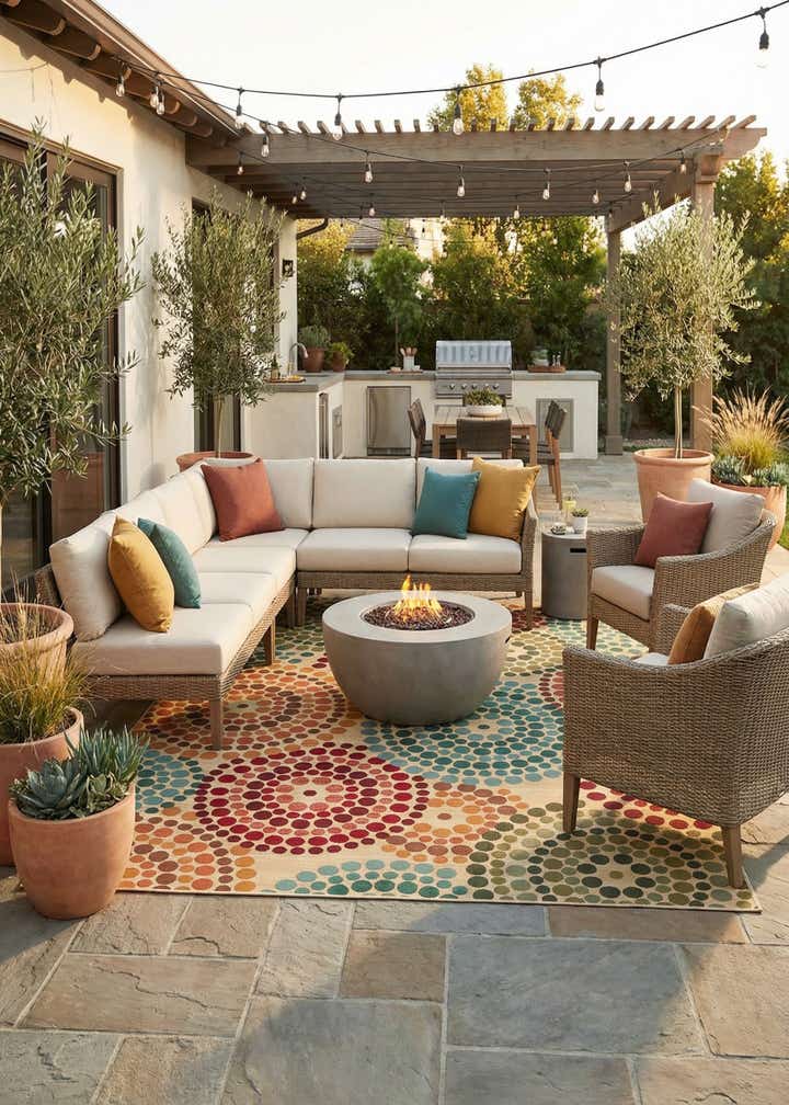10' x 13' Easy-Clean Modern Indoor / Outdoor Rug