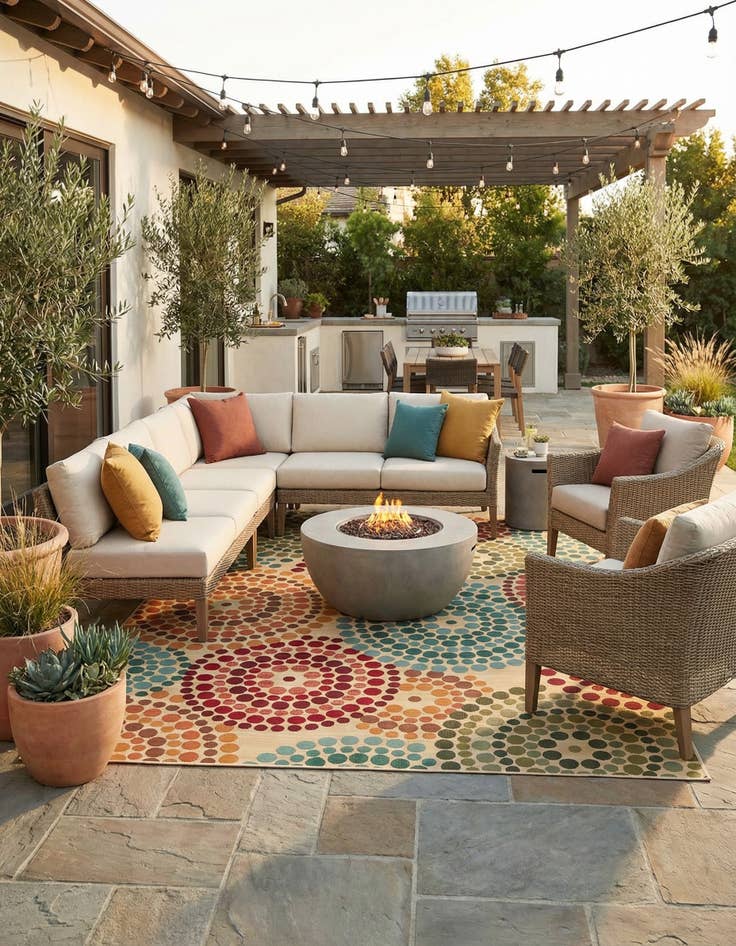 Detail image of  10' x 13'  Washable Modern Indoor / Outdoor Rug