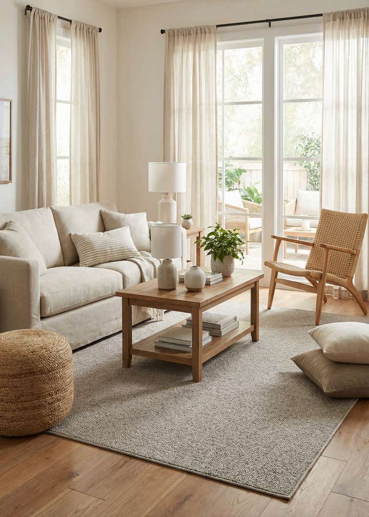 5' 3 x 8' Easy-Clean Solid Indoor / Outdoor Rug