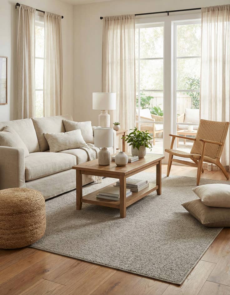 Detail image of 5' 3 x 8' Easy-Clean Solid Indoor / Outdoor Rug