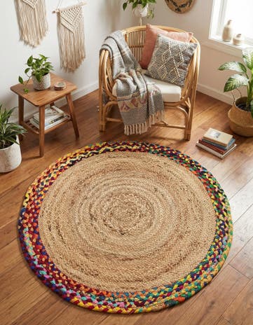3' 3 x 3' 3 Handmade Braided Jute Round Rug