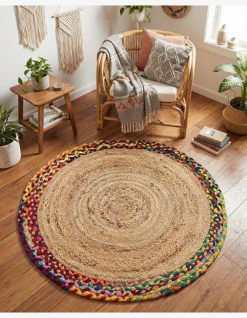 Natural Handmade Braided Jute Round Rug