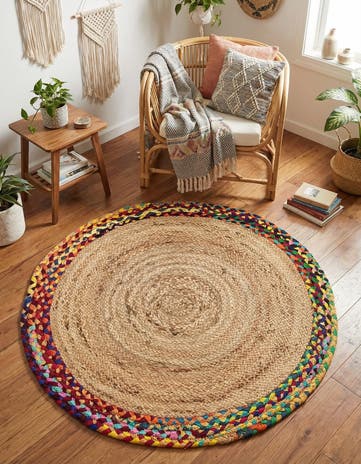 3' 3 x 3' 3 Handmade Braided Jute Round Rug