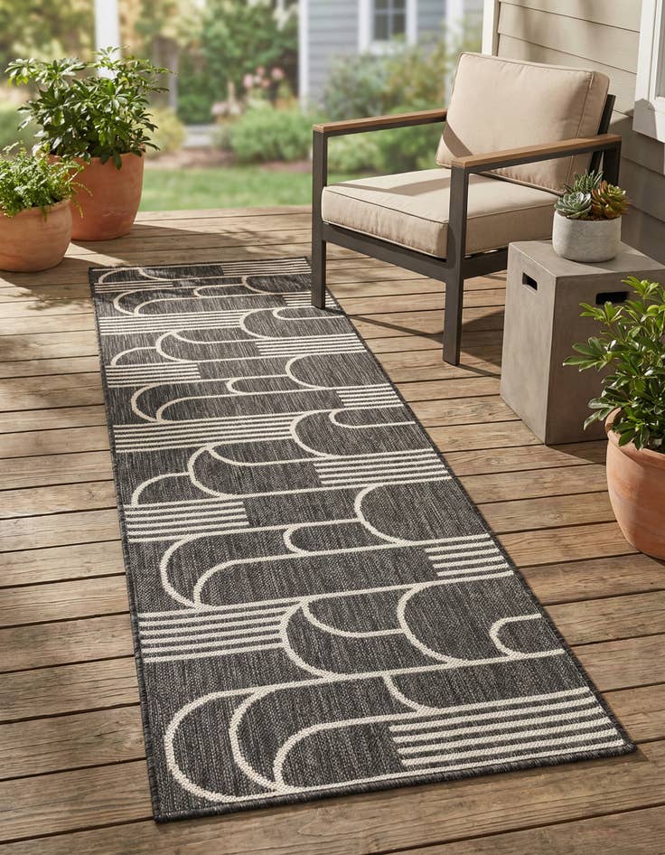 Detail image of 2' x 6' Easy-Clean Modern Indoor / Outdoor Runner Rug