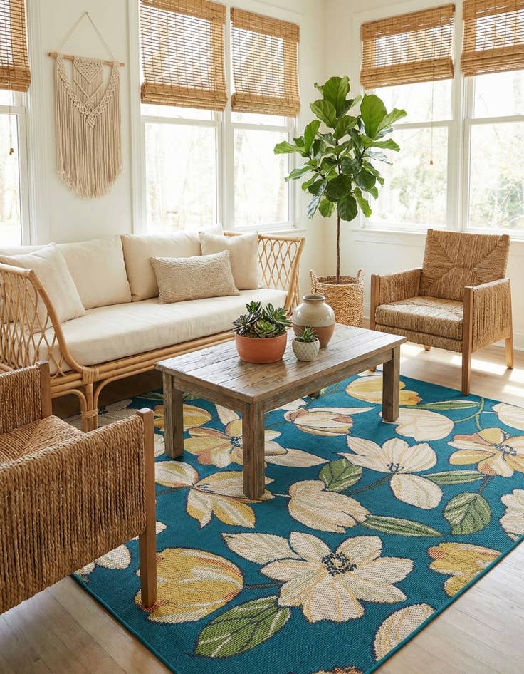 Detail image of  7' 10 x 7' 10  Washable Baja Indoor / Outdoor Square Rug