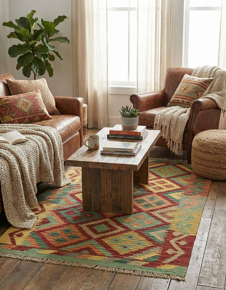 Detail image of 2' 9 x 4' 1  Hand Woven Kilim Maymana Wool Rug