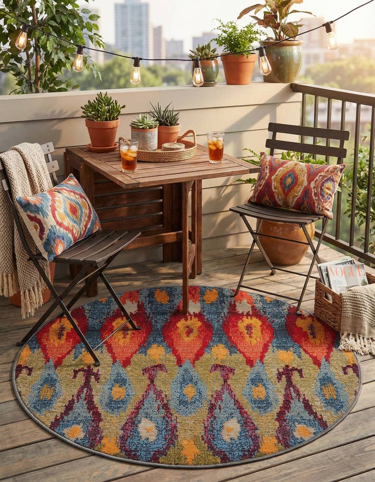 Detail image of 2' 7 x 2' 7  Washable Modern Indoor / Outdoor Round Rug